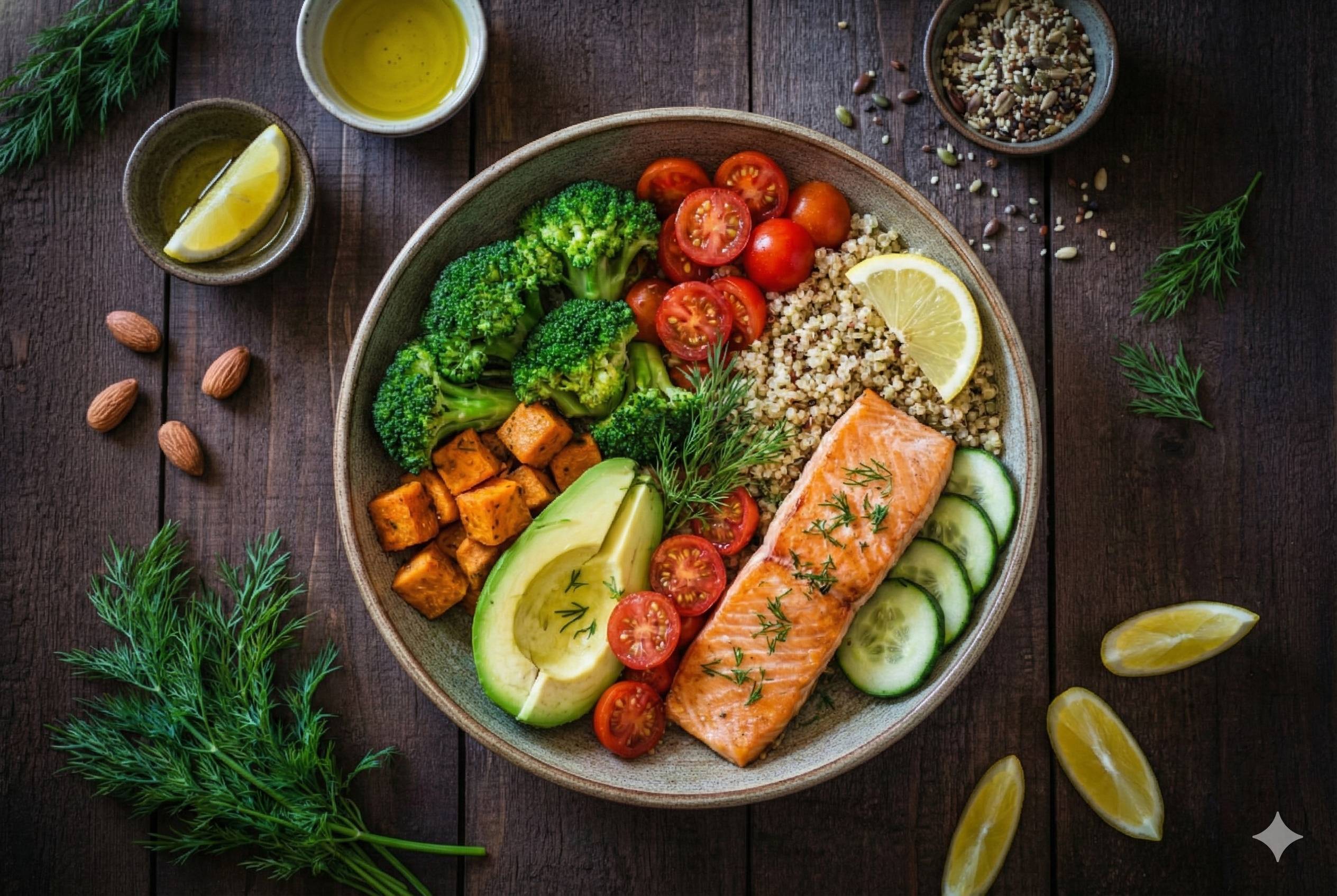 Biomarker-optimized salmon power bowl